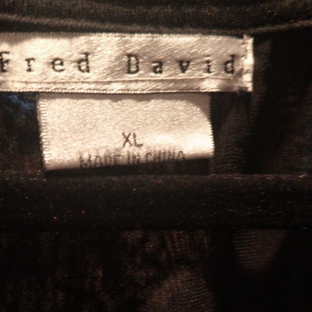 NWT Fred David Classic Black Blouse w Bronze Studded Shoulders Size XL